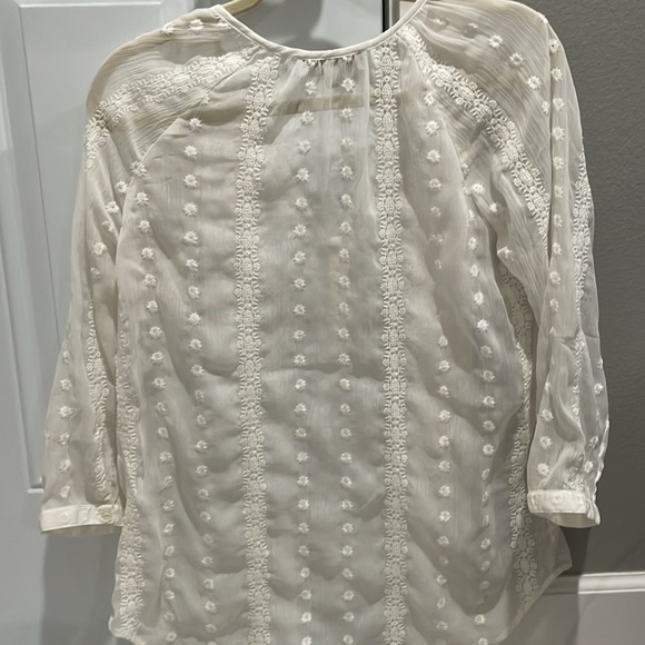 Sheer patterned blouse in cream - Picture 4 of 4